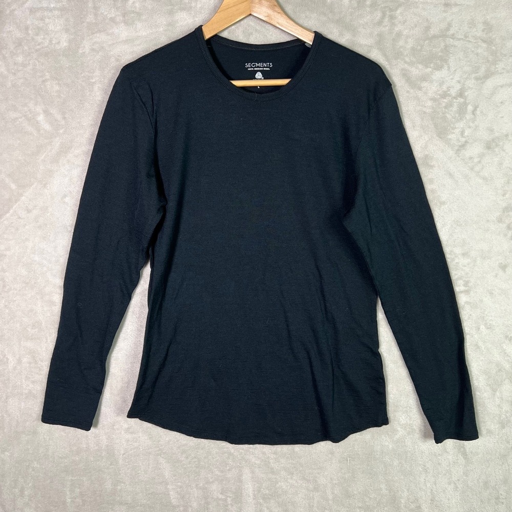 Segments Shirt Womens L 100% Merino Wool Baselayer Long Sleeve Black